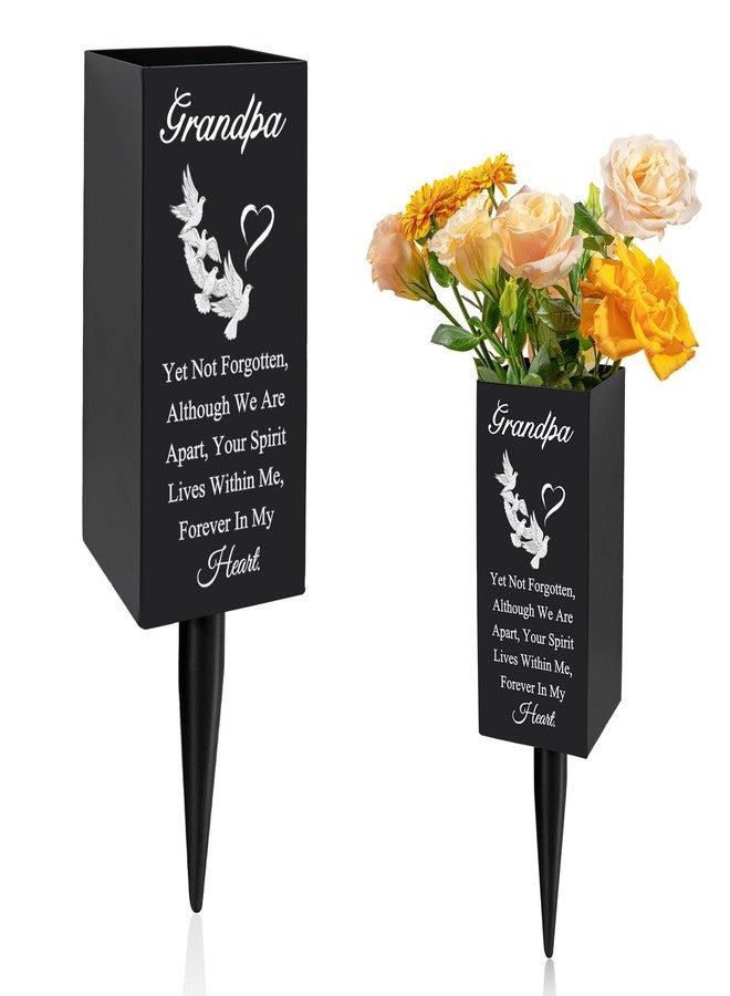 Oooct Grandfather Memorial Vase - Metal Grandpa Cemetery Flower Vase with Ground Stake, Weather-Resistant Grave Decor for Lasting Tribute - Image 1